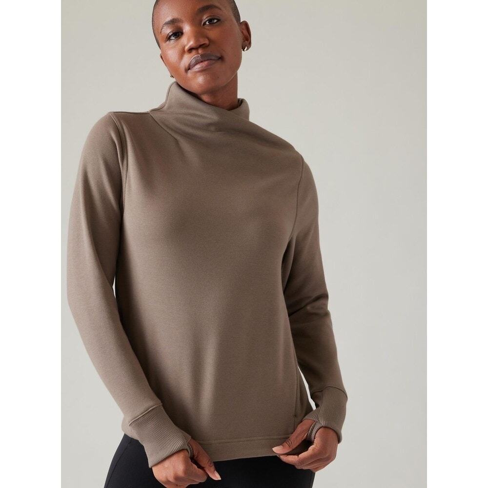 Athleta Cozy Karma Twist Neck Sweatshirt Gray Women’s 2X – Soft Fleece Pullover